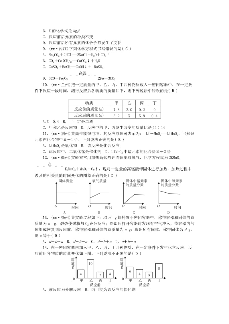 （河南专版）九年级化学上册 第五单元 化学方程式同步测试 （新版）新人教版.doc_第2页