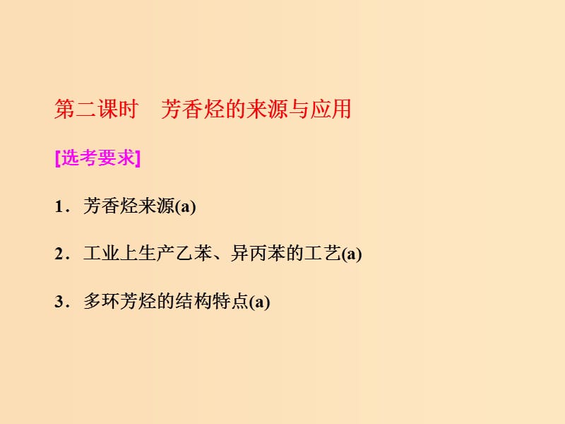 （浙江專版）2018年高中化學(xué) 專題3 常見的烴 第二單元 第二課時(shí) 芳香烴的來源與應(yīng)用實(shí)用課件 蘇教版選修5.ppt_第1頁