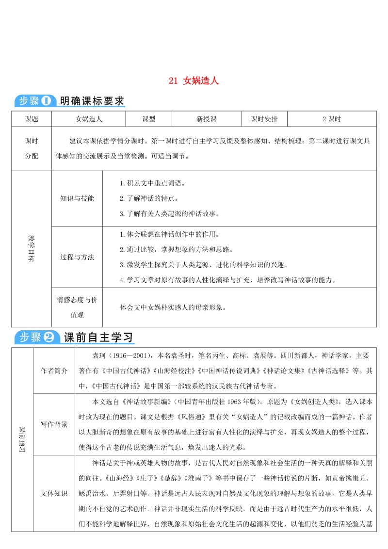 七年级语文上册 第六单元 21 女娲造人导学案 新人教版.doc_第1页