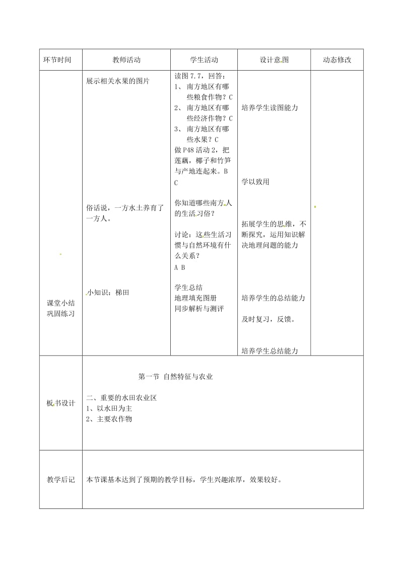 吉林省双辽市八年级地理下册 7.1自然特征与农业（第2课时）教案 （新版）新人教版.doc_第2页