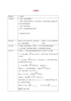 重慶市九年級數(shù)學(xué)上冊 第21章 二次根式 21.1 二次根式教案 （新版）華東師大版.doc