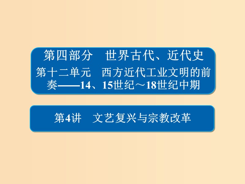 （通史版）2019版高考历史一轮复习 12-4 文艺复兴与宗教改革课件.ppt_第1页