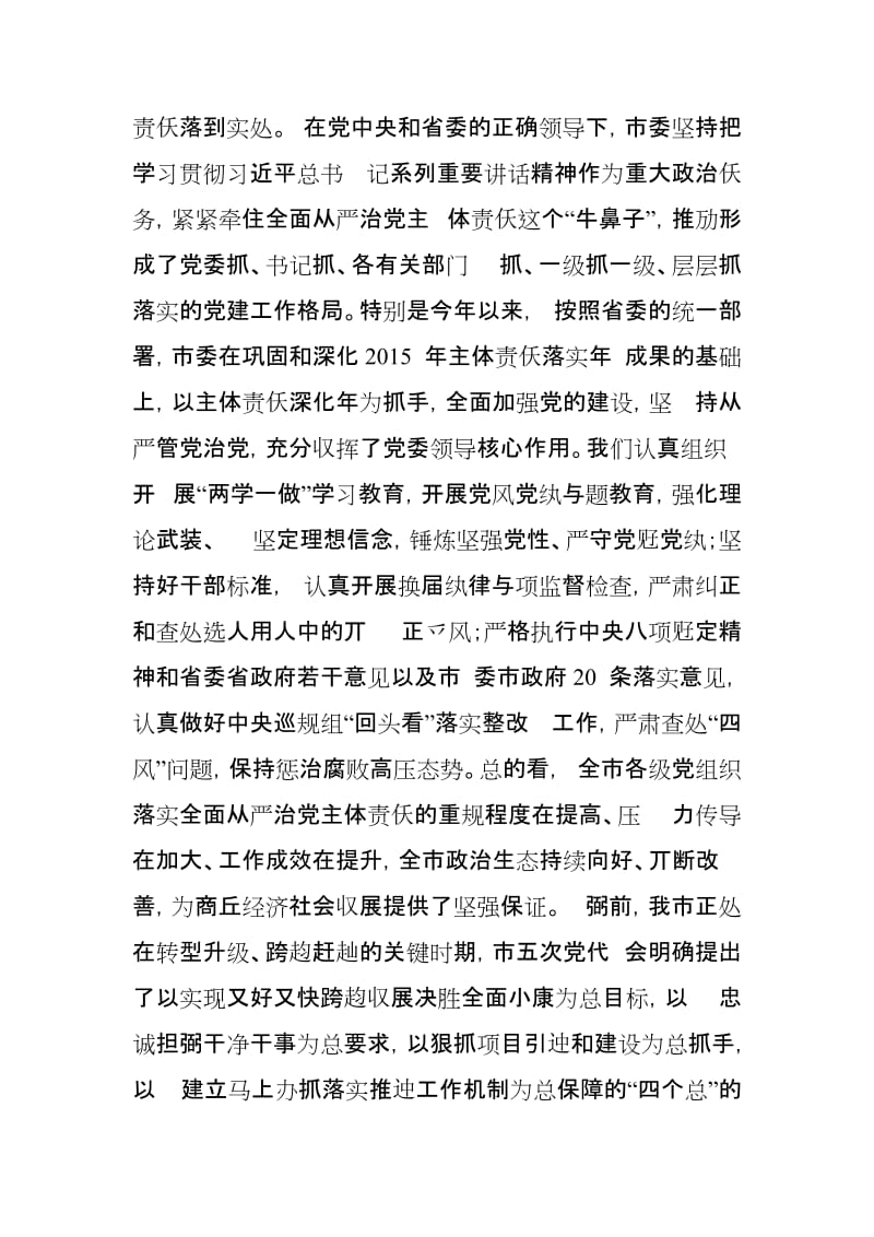 市委书记在全面从严治党主体责任落实工作座谈会上的发言_第3页