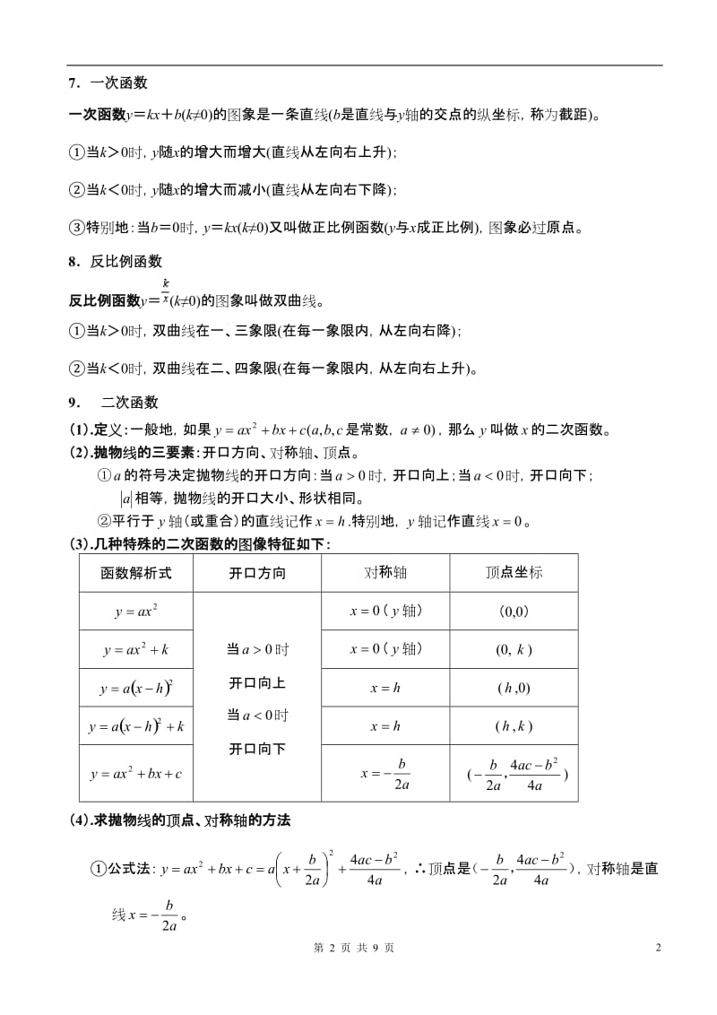 初中数学常用公式(中考用)_第2页