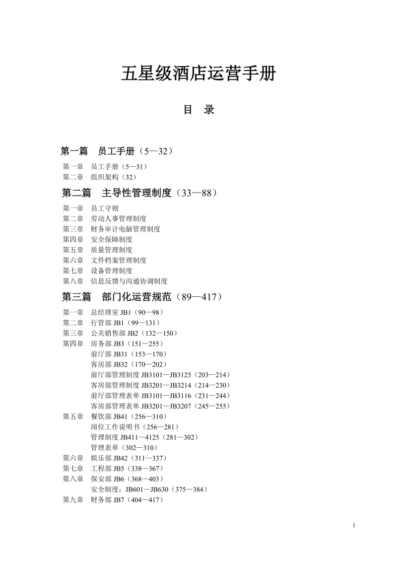 五星级酒店运营手册（全套）_第1页