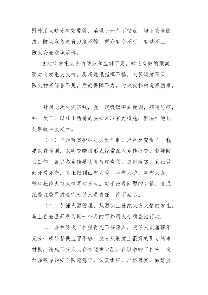 县长关于某县某镇森林火灾事故的检讨书_第2页