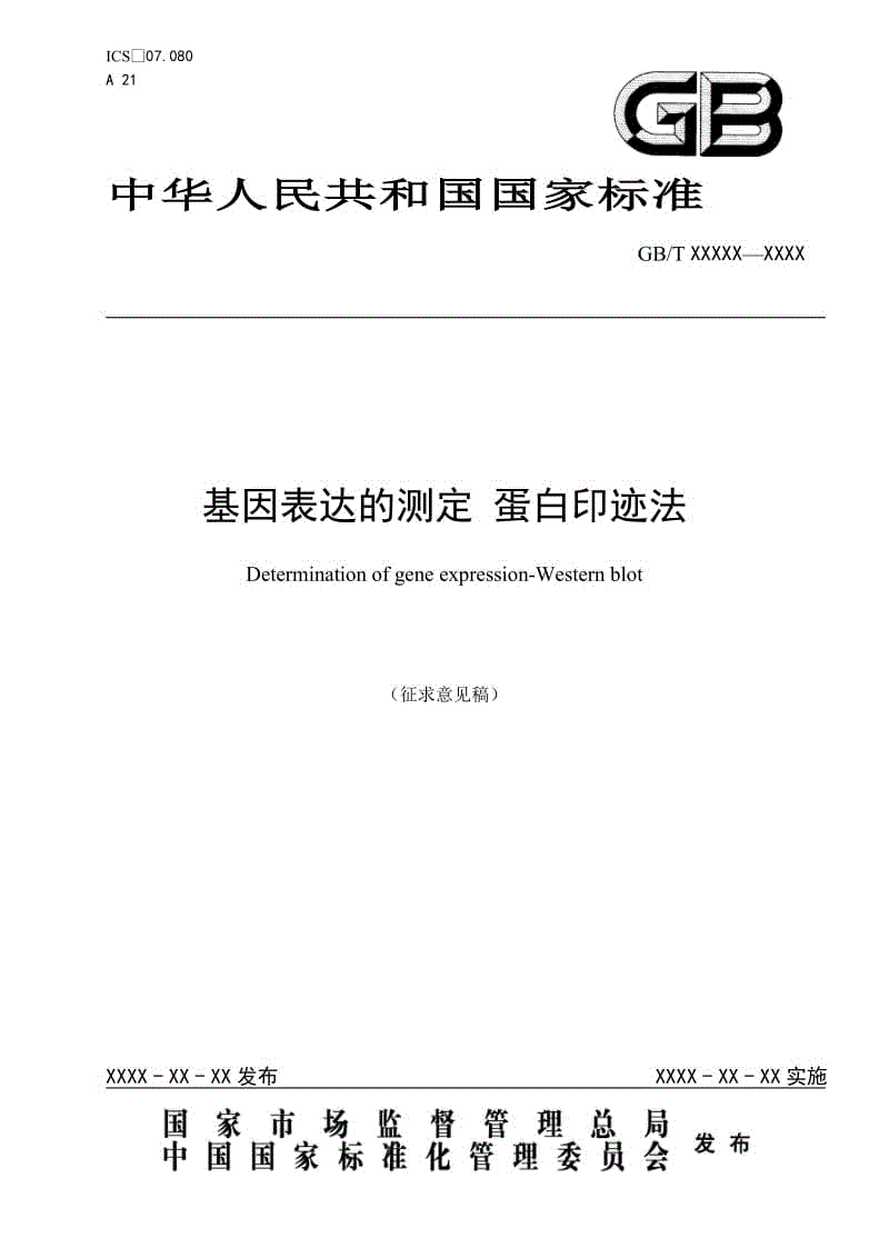 基因表達(dá)的測定 蛋白印跡法征求意見稿