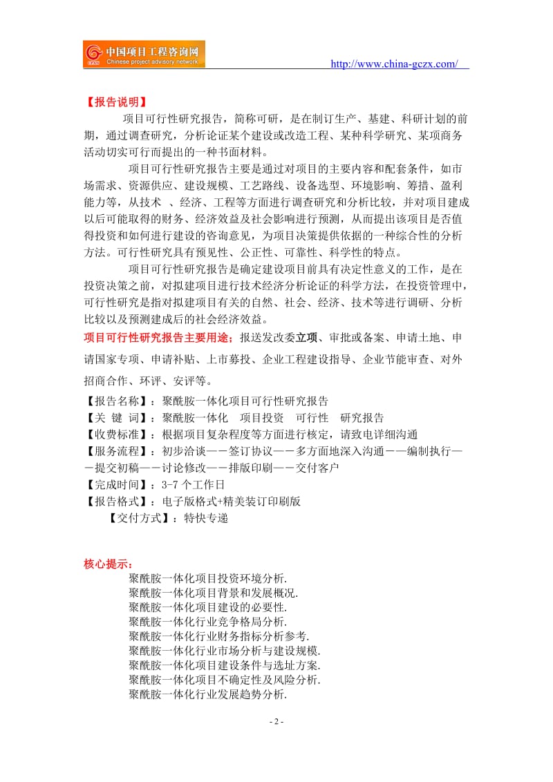 聚酰胺一体化项目可行性研究报告-备案立项案例_第2页