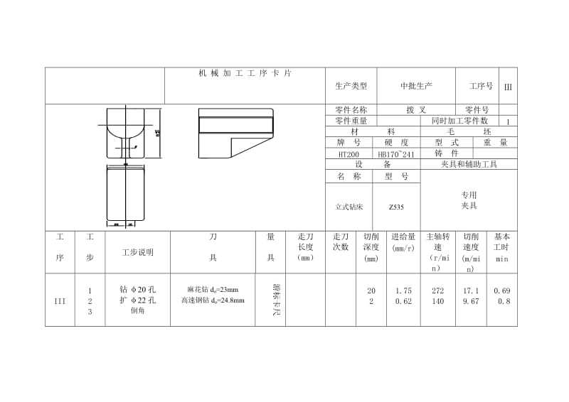 CA6140车床拨叉831003机械加工工艺过程卡片及工序卡_第3页