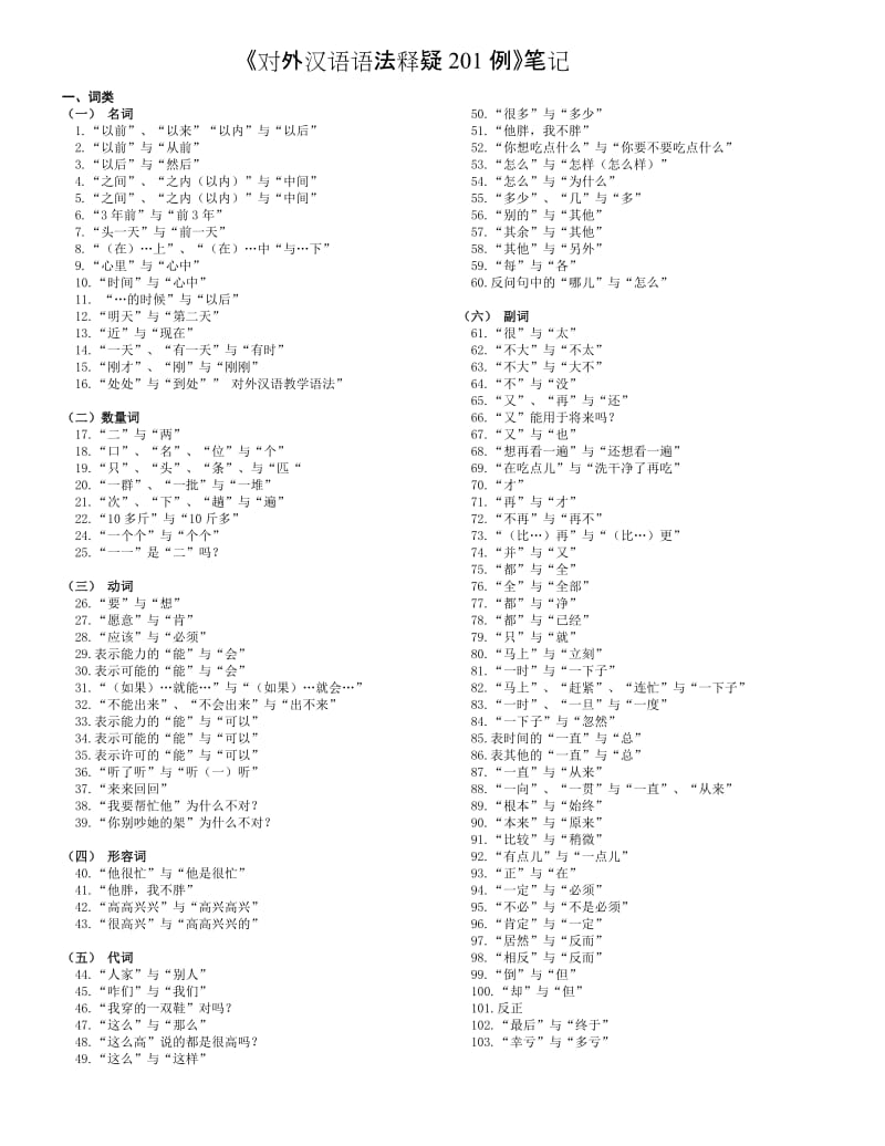 《对外汉语语法释疑201例》笔记_第1页