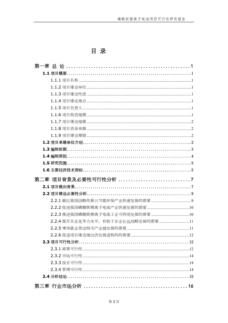 磷酸铁锂离子电池项目可行性研究报告【申请备案】_第3页