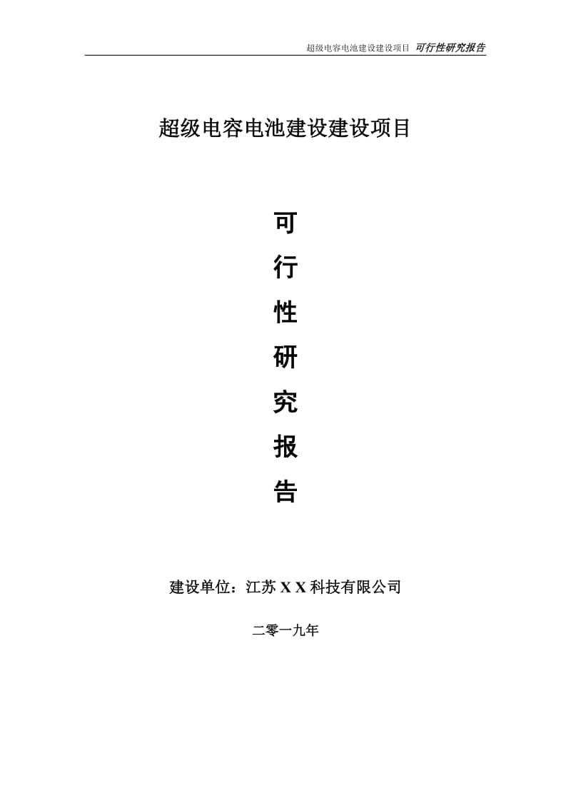 超级电容电池建设项目可行性研究报告【备案定稿可修改版】_第1页