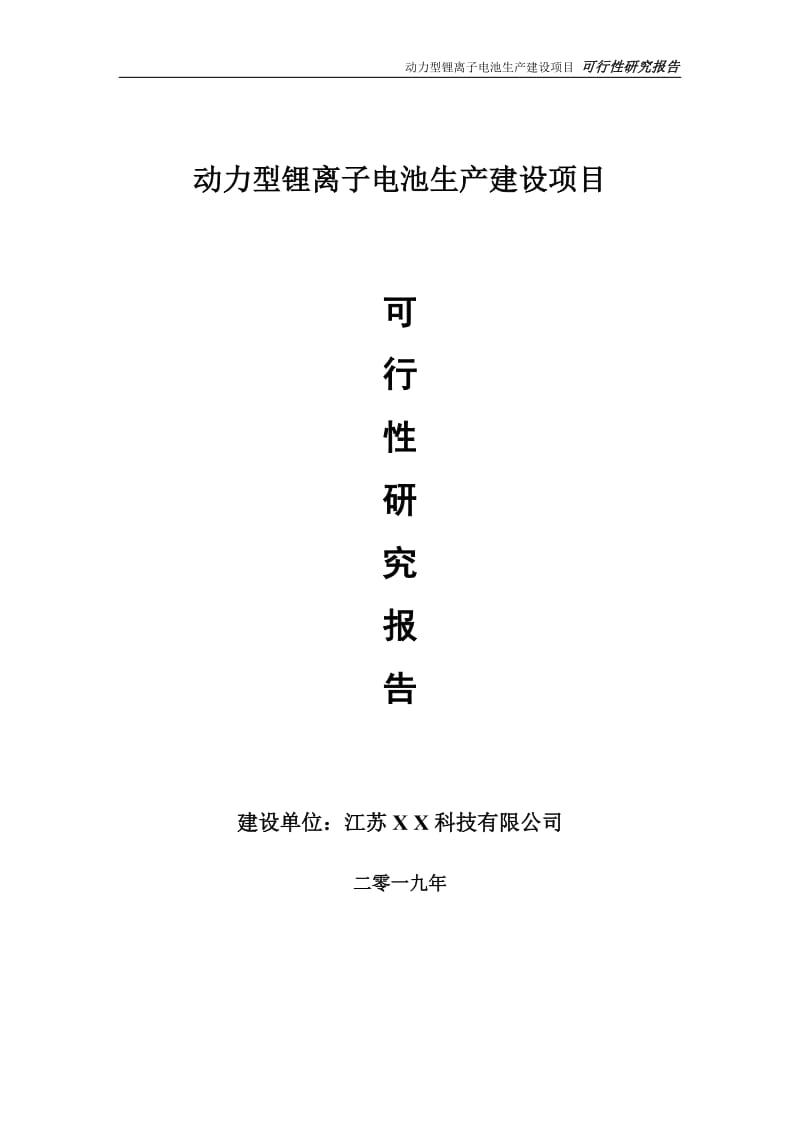 动力型锂离子电池生产项目可行性研究报告【备案定稿可修改版】_第1页