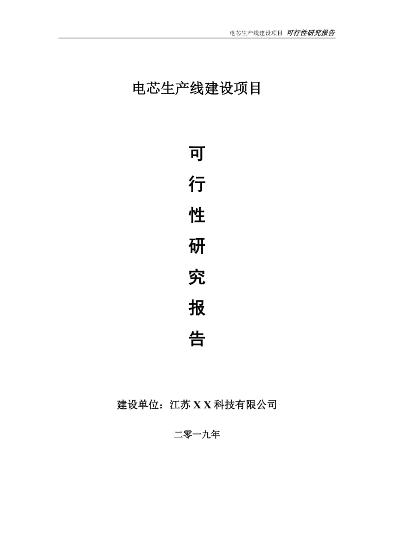 电芯生产线项目可行性研究报告【备案定稿可修改版】_第1页