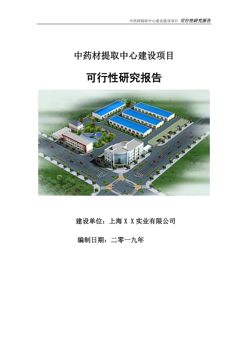 中药材提取中心建设项目可行性研究报告【申请定稿】_第1页