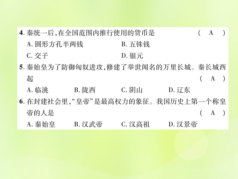 七年级历史上册第3单元秦汉时期：统一多民族国家的建立和巩固达标测试卷课件_第3页