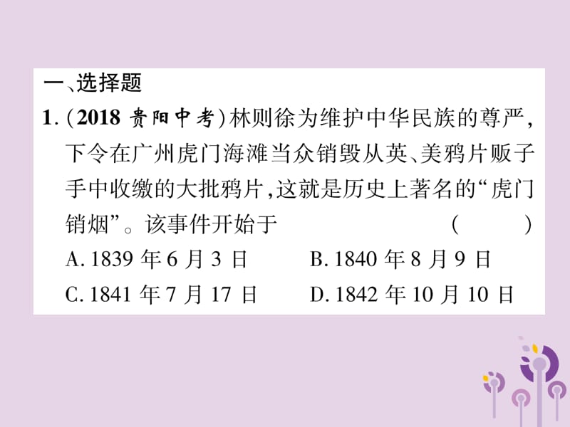 中考历史总复习中国近代史第1讲中国开始沦为半殖民地半封建社会精练课件25231_第2页