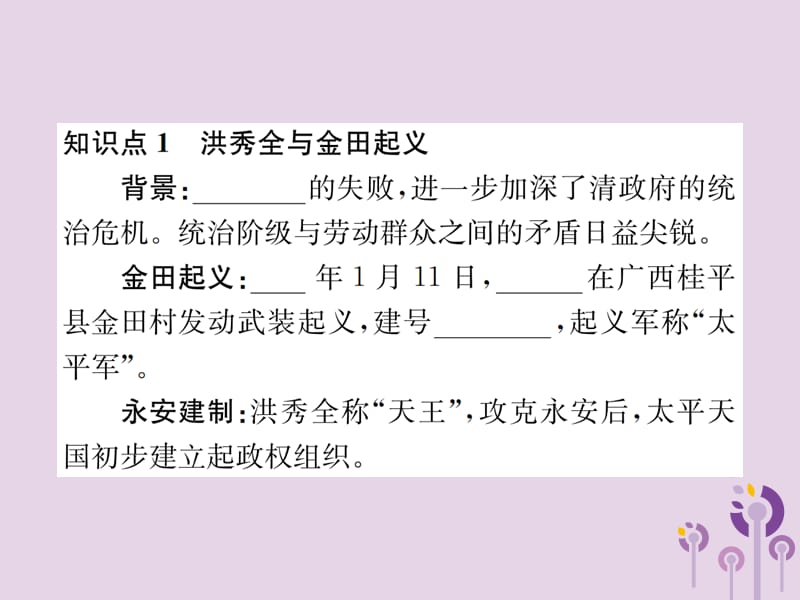 八年级历史上册第一单元中国开始沦为半殖民地半封建社会第3课太平天国运动课件_第2页