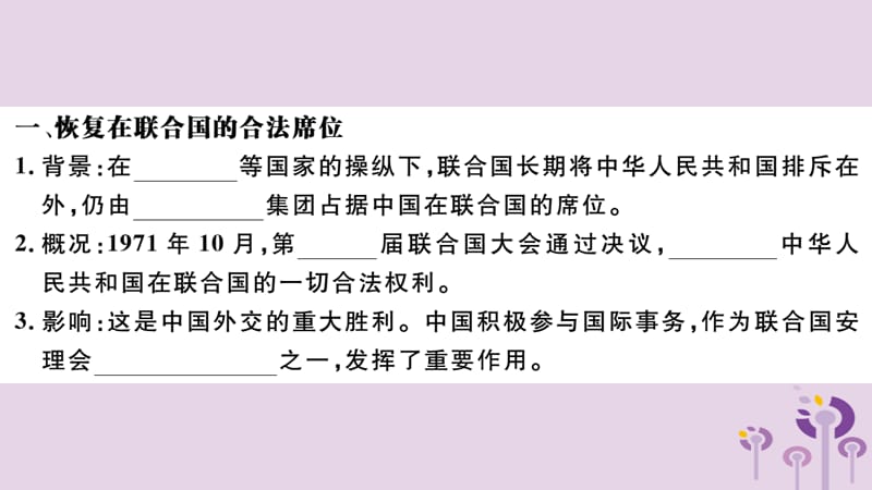 八年级历史下册第五单元国防建设与外交成就第17课外交事业的发展习题课件(1)_第2页