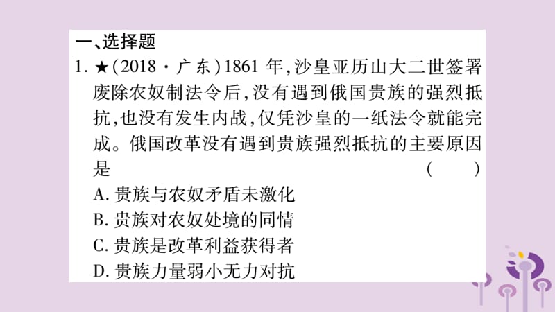 中考世界历史第6单元资本主义制度的扩展和第二次工业革命（习题）课件_第2页