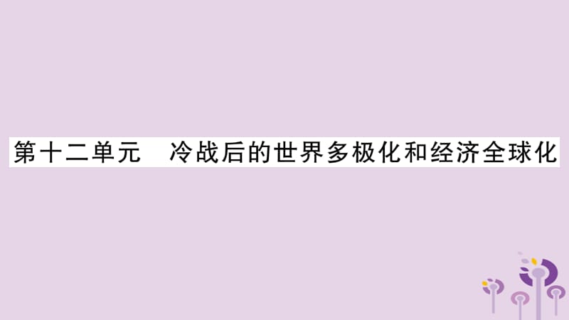 中考世界历史第12单元冷战后的世界多极化和经济全球化_第1页