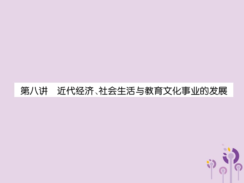 中考历史总复习中国近代史第8讲近代经济社会生活与教育文化事业的发展精练课件25217_第1页