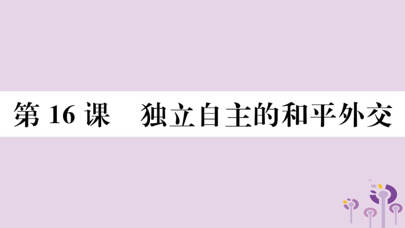 八年级历史下册第五单元国防建设与外交成就第16课独立自主的和平外交习题课件(1)_第1页