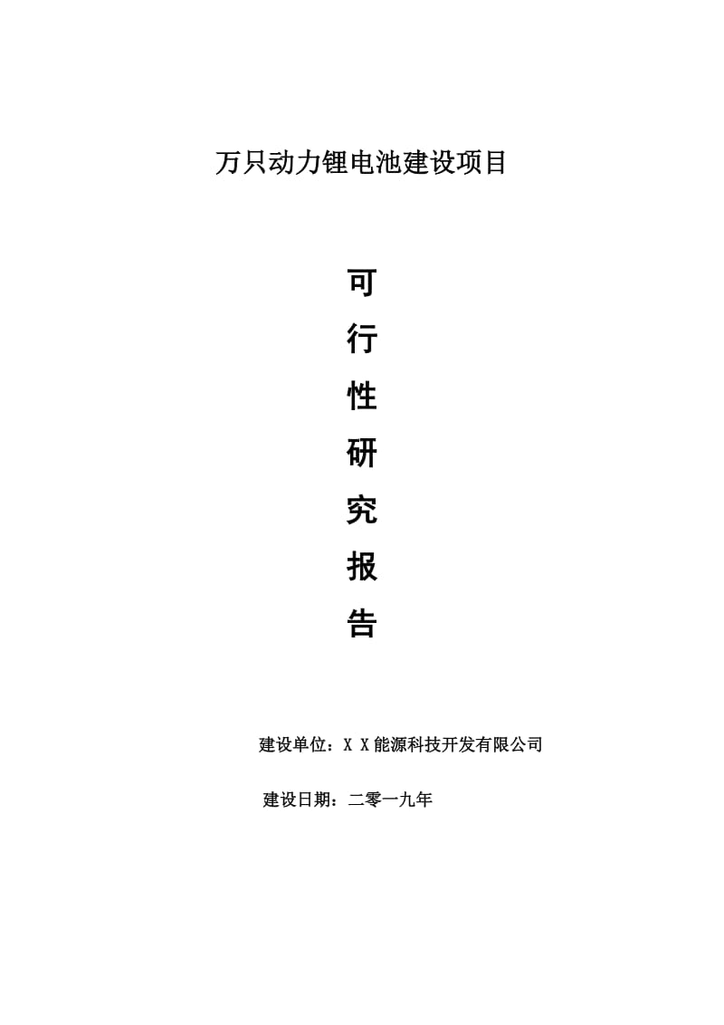 万只动力锂电池项目可行性研究报告【申请可修改】_第1页