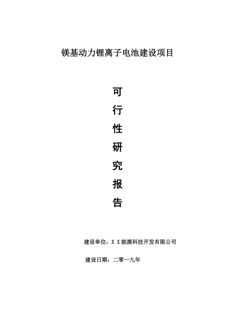 镁基动力锂离子电池项目可行性研究报告【申请可修改】_第1页