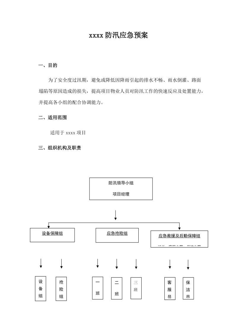 防汛材料：工程项目防汛应急预案+防洪防汛等自然灾害专项应急预案_第1页