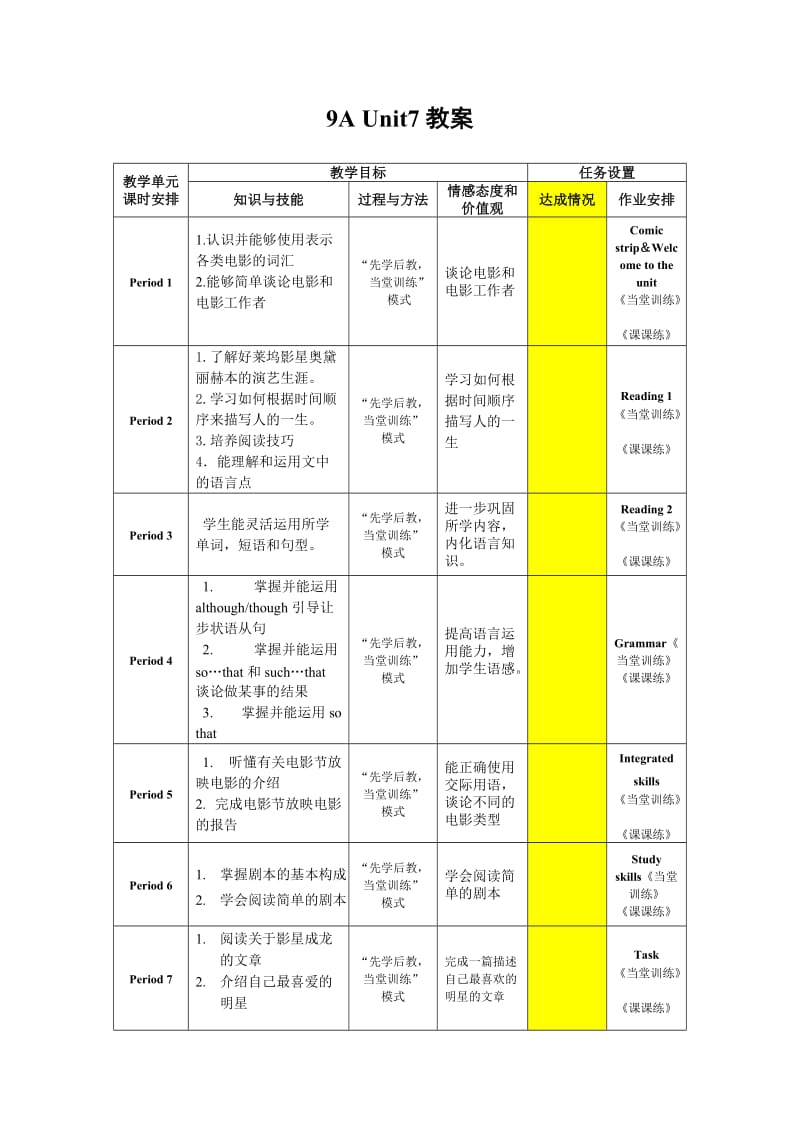 牛津译林版九年级上英语Unit7全单元导学案_第1页