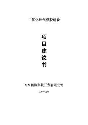 二氧化硅氣凝膠項目建議書-可編輯案例