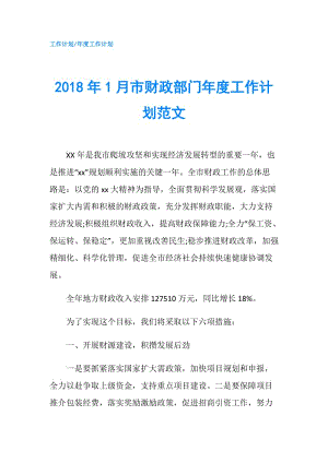 2018年1月市財政部門年度工作計劃范文.doc