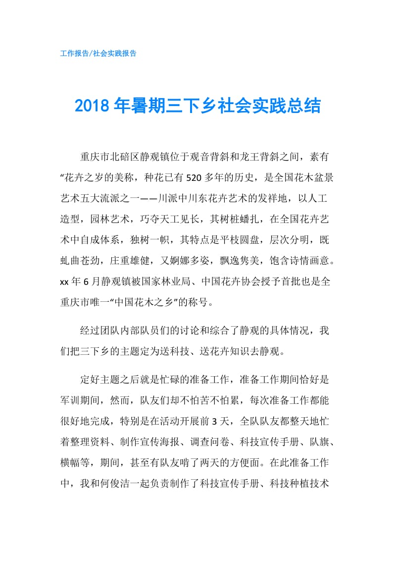 2018年暑期三下乡社会实践总结.doc_第1页