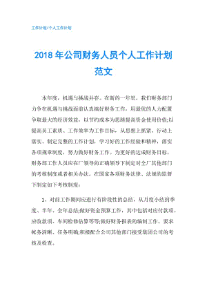 2018年公司財務(wù)人員個人工作計劃范文.doc