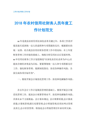 2018年農(nóng)村信用社財務(wù)人員年度工作計劃范文.doc