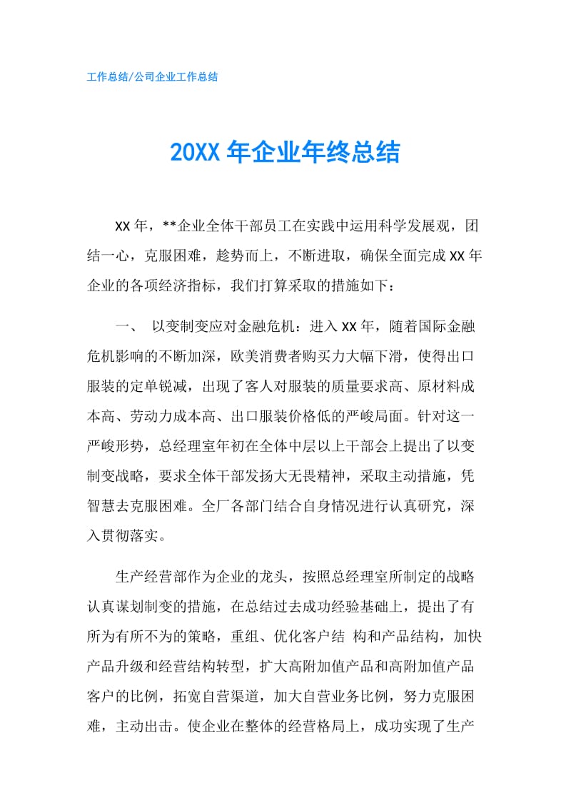 20XX年企业年终总结.doc_第1页