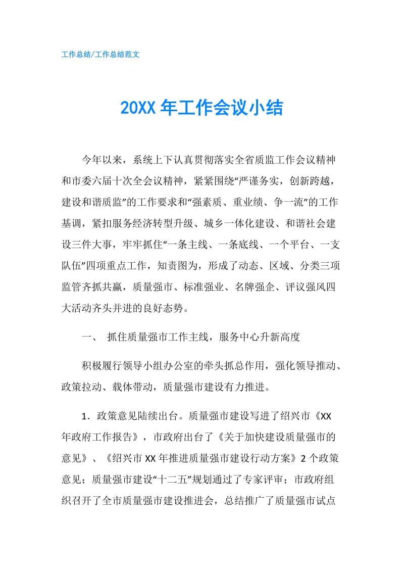 20XX年工作会议小结.doc_第1页