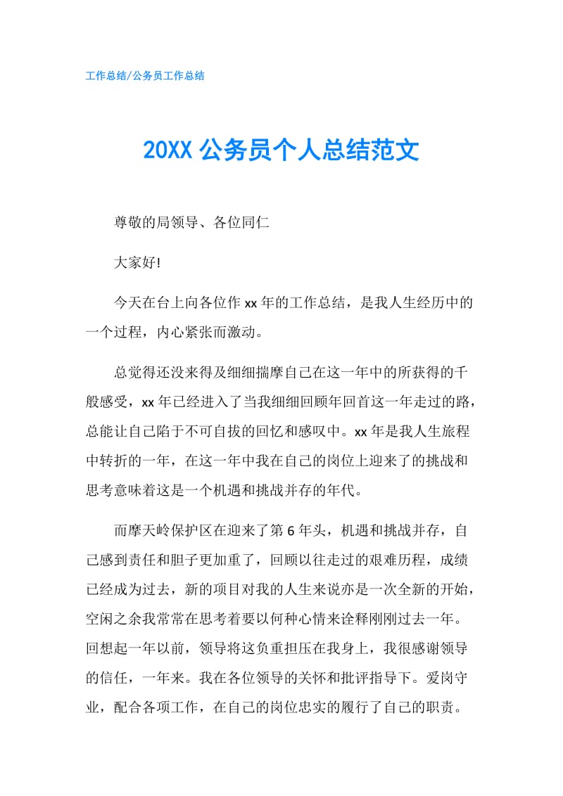 20XX公务员个人总结范文.doc_第1页