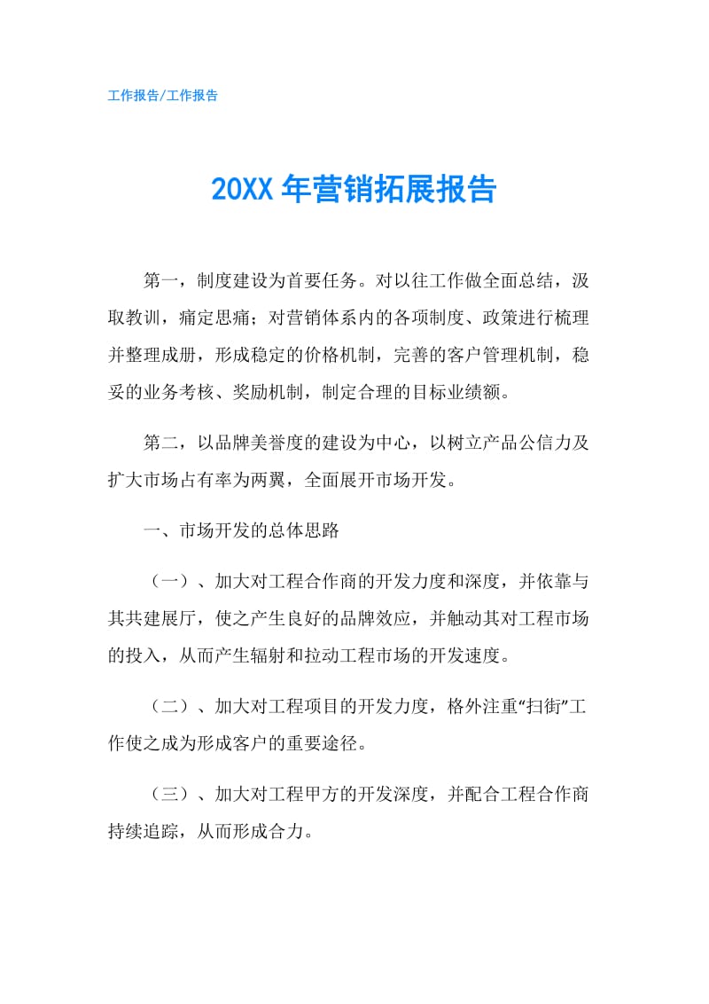 20XX年营销拓展报告.doc_第1页