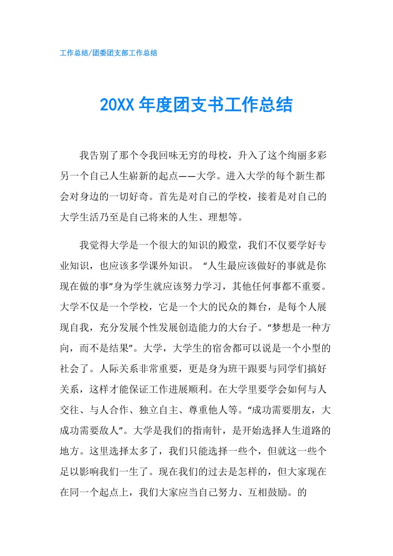 20XX年度团支书工作总结.doc_第1页