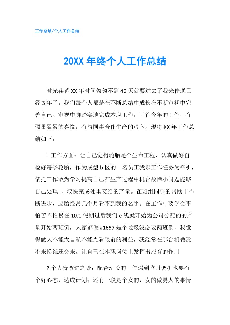 20XX年终个人工作总结.doc_第1页