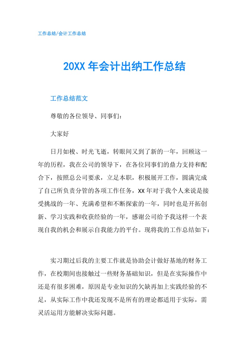 20XX年会计出纳工作总结.doc_第1页