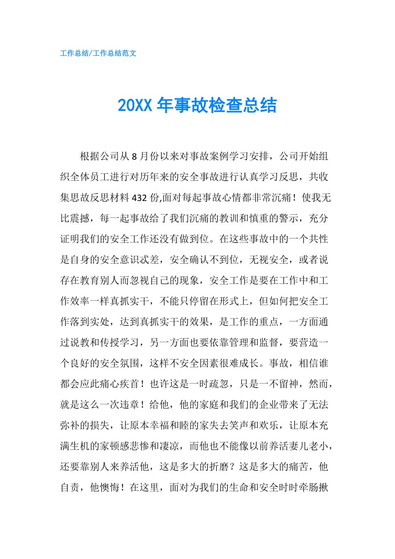 20XX年事故检查总结.doc_第1页