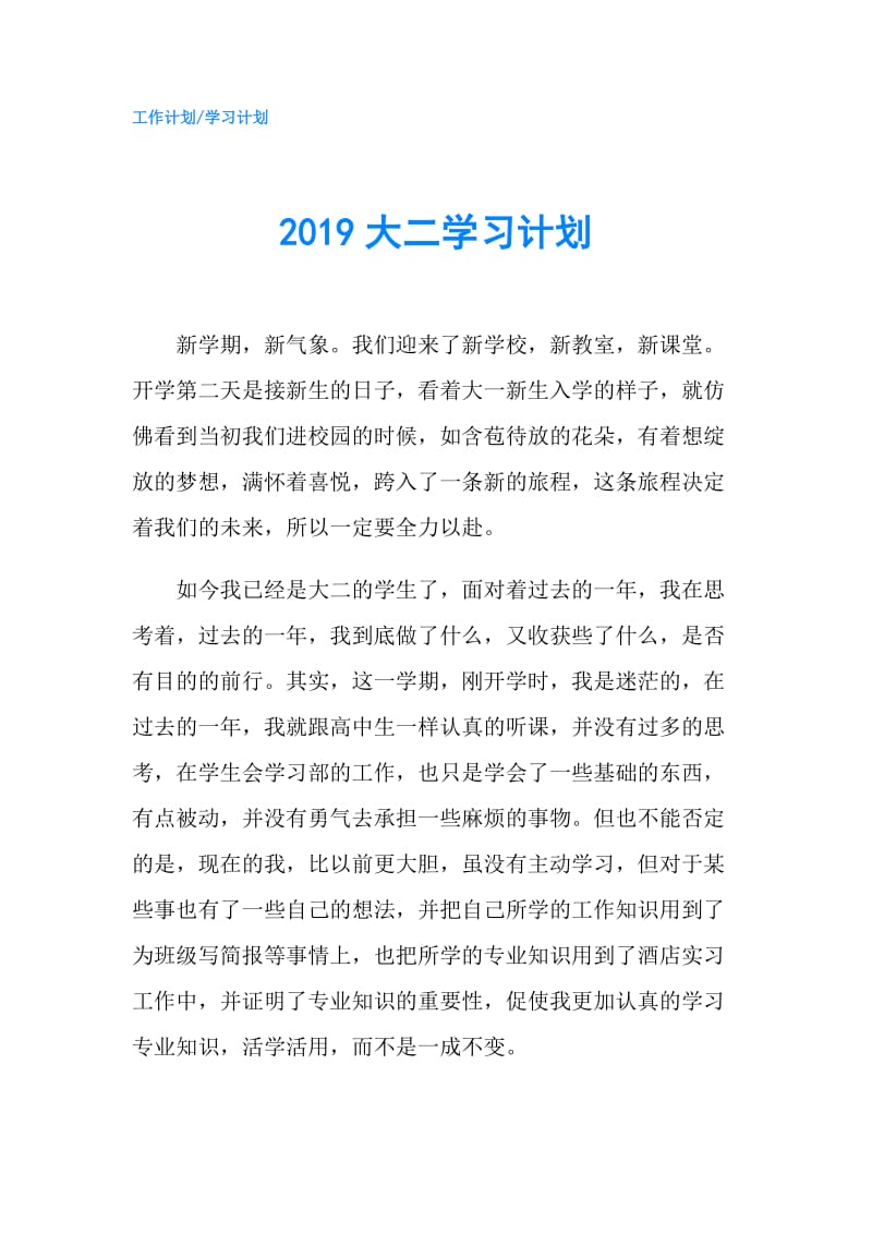 2019大二学习计划.doc_第1页