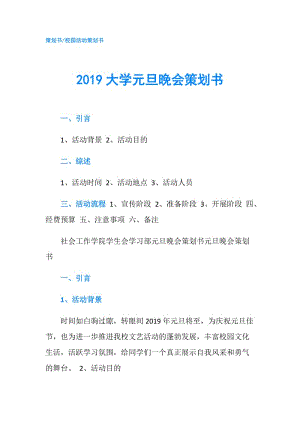 2019大學(xué)元旦晚會策劃書.doc