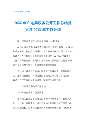 20XX年广电局政务公开工作总结范文及20XX年工作计划.doc
