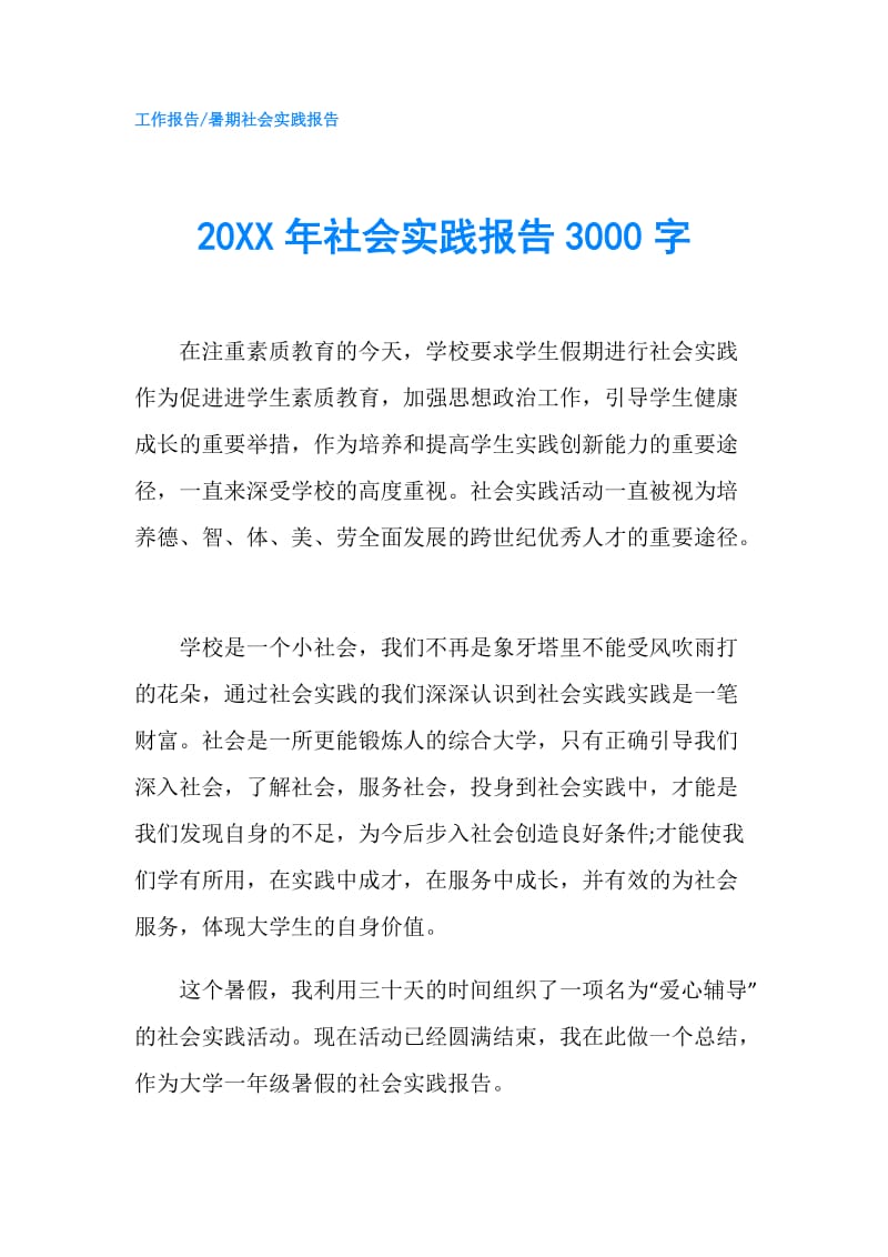 20XX年社会实践报告3000字.doc_第1页