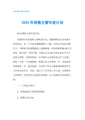 20XX年銷售主管年度計劃.doc