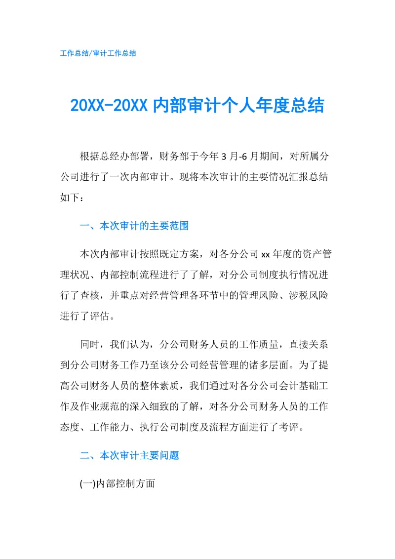 20XX-20XX内部审计个人年度总结.doc_第1页